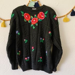 Vintage Embroidered Gray Sweater